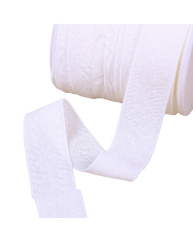 25m spool elastic lingerie lace style white 26mm