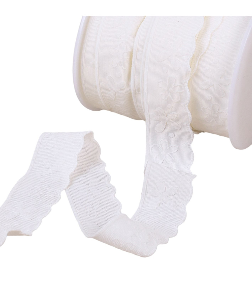 Bobine 25m élastique lingerie facon dentelle blanc 23mm