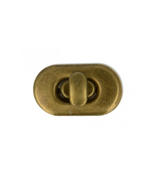 Turnstile clasp for antique gold colored bag