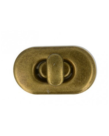 Turnstile clasp for antique gold colored bag