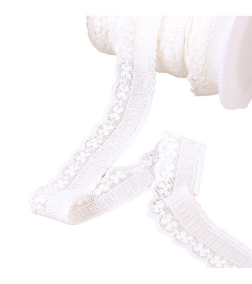 25m spool of white lace-style lingerie elastic 23mm