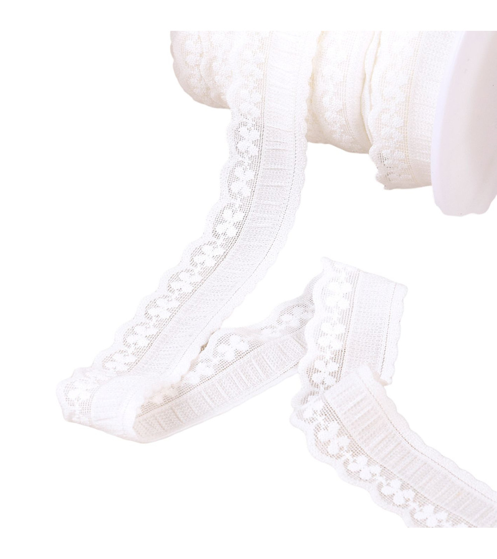 Bobine 25m élastique lingerie facon dentelle blanc 23mm