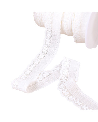 25-m-Spule aus weißem Dessous-Gummiband im Spitzenstil, 23 mm