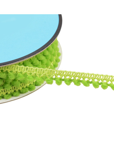 25m reel with small anise green pompoms 10mm