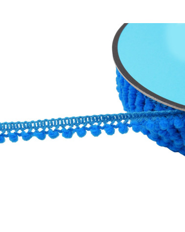 25m reel with small steel blue pompoms 10mm