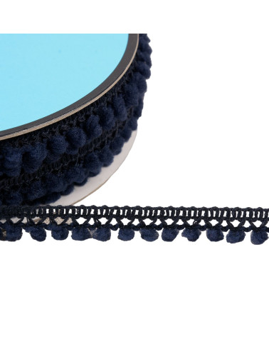 Bobine 25m galon petits pompons bleu marine 10mm