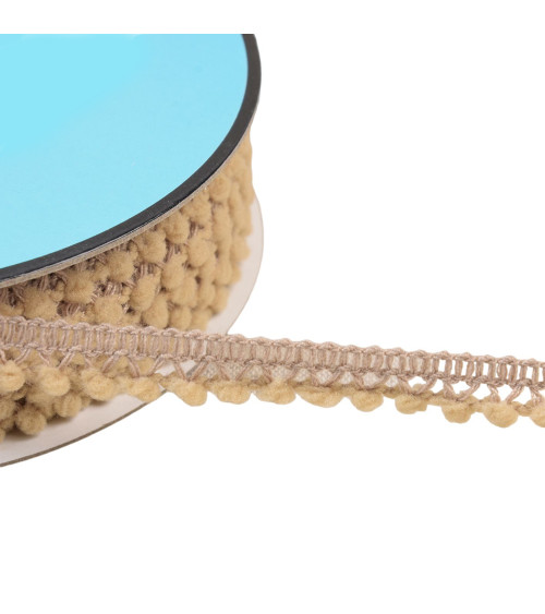 25m spool with small dark beige pompoms 10mm
