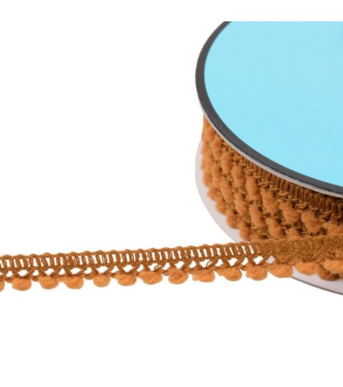 25m spool with small rust orange pompoms 10mm