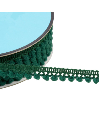 Bobine 25m galon petits pompons vert 10mm