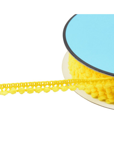 Spool of 25m braid of small lemon yellow pompoms 10mm