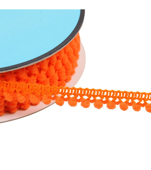 Bobine 25m galon petits pompons orange 10mm