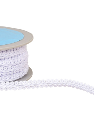 Bobine 20m galon points d'épis blanc 11mm