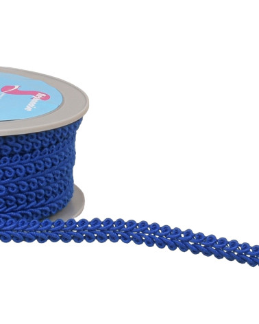 Bobine 20m galon points d'épis bleu roi 11mm