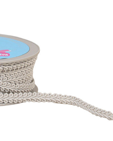 Bobine 20m galon points d'épis gris/bleu 11mm