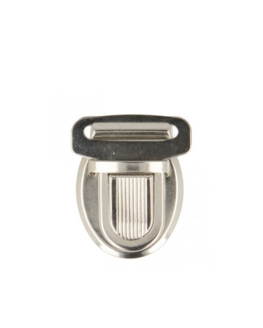 Silver colored satchel clip