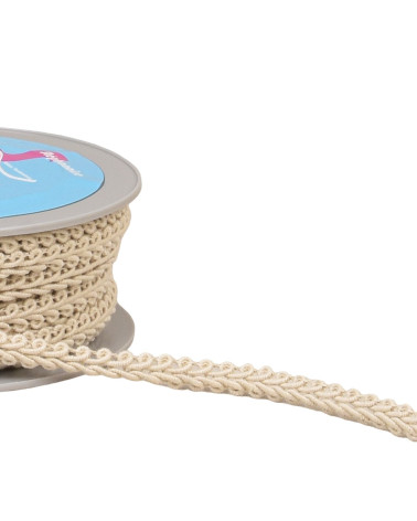 20m reel of ecru herringbone braid 11mm