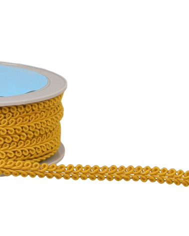 20 m Rolle senfgelbes Kornblumen-Stichgeflecht, 11 mm