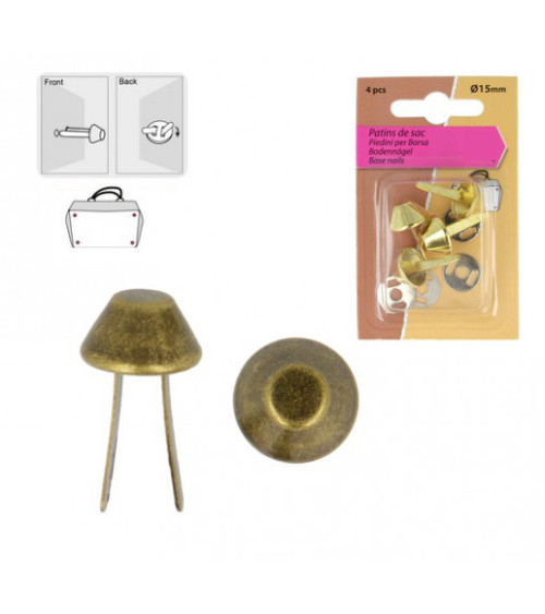 Set di 4 cursori per borse color oro antico 15 mm