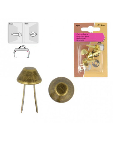 Set of 4 antique gold colored bag sliders 15mm