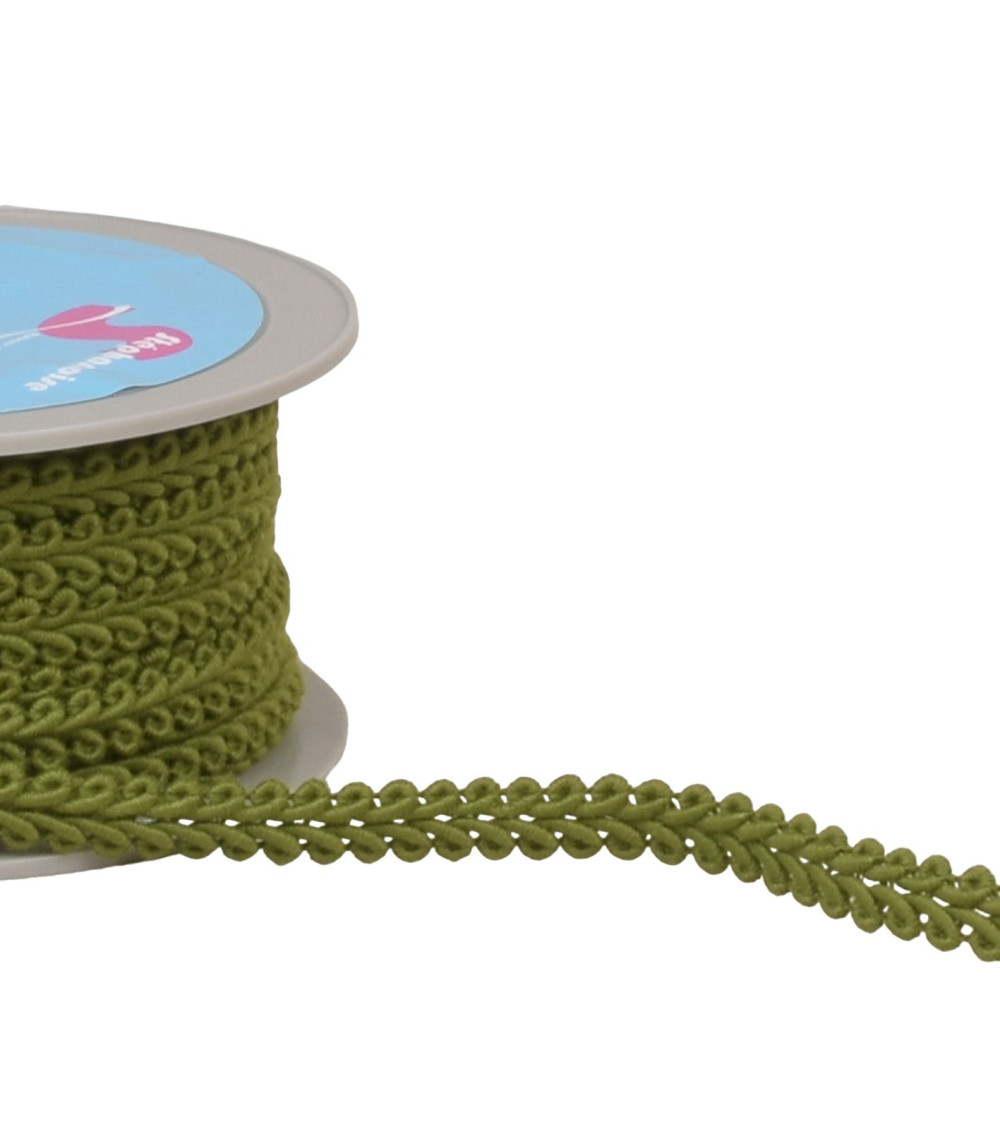 20m spool of khaki green cornflower stitch braid 11mm