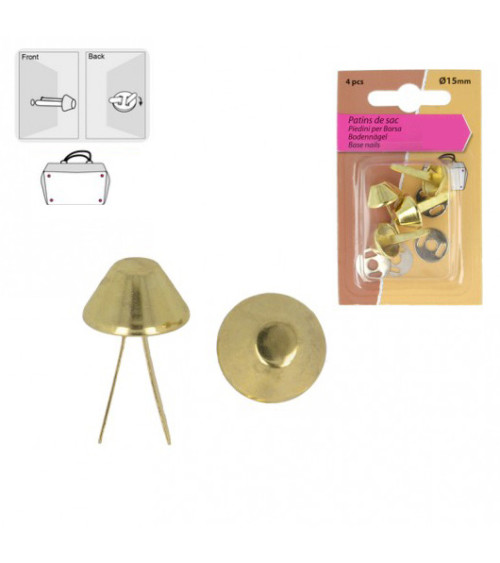 Set mit 4 goldfarbenen Taschenpolstern 15 mm