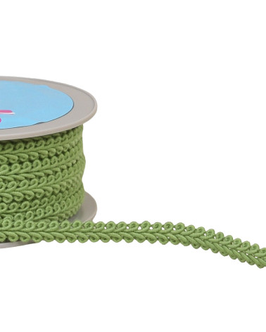 Bobine 20m galon points d'épis vert kaki clair 11mm