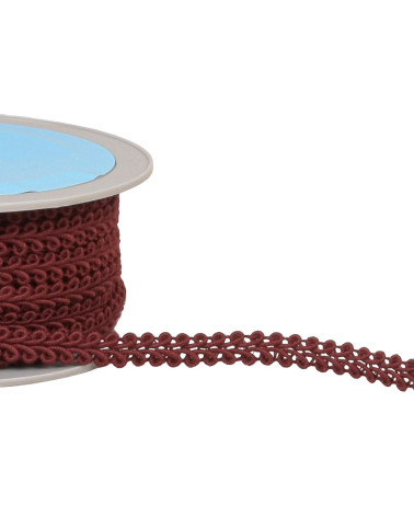 Bobine 20m galon points d'épis rouge bordeaux 11mm