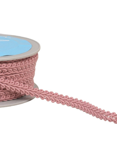 Bobine 20m galon points d'épis vieux rose 11mm