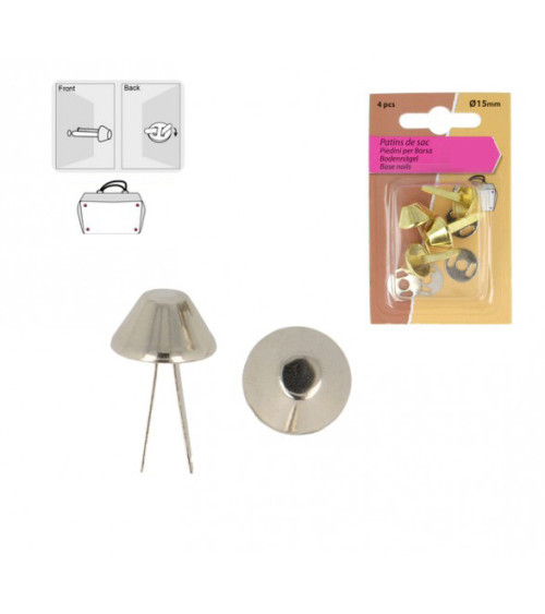 Juego de 4 almohadillas para bolsos color plata 15mm