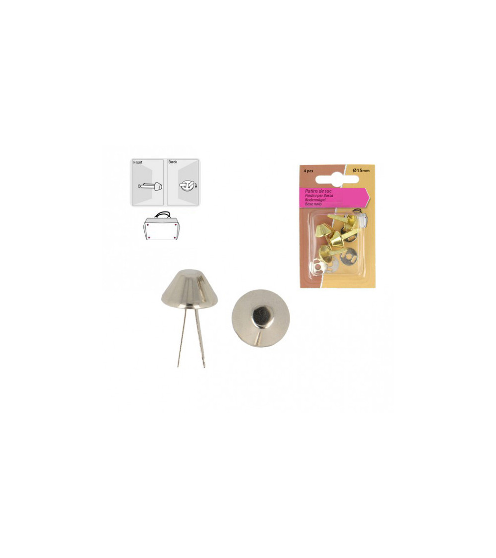 Lot de 4 patins de sac couleur argent 15mm Lot de 4 patins de sac couleur argent 15mm