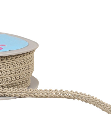 Bobine 20m galon points d'épis beige/or 11mm