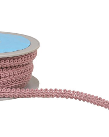 Bobine 20m galon points d'épis vieux rose 11mm