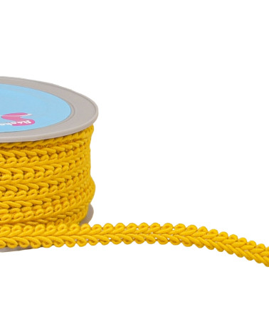 Bobine 20m galon points d'épis jaune/orange 11mm