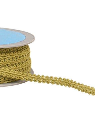 Bobine 20m galon points d'épis vert/beige 11mm