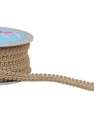 Bobine 20m galon points d'épis taupe/argent 11mm