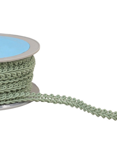 20 m Rolle mandelgrünes Kornblumen-Stichgeflecht, 11 mm