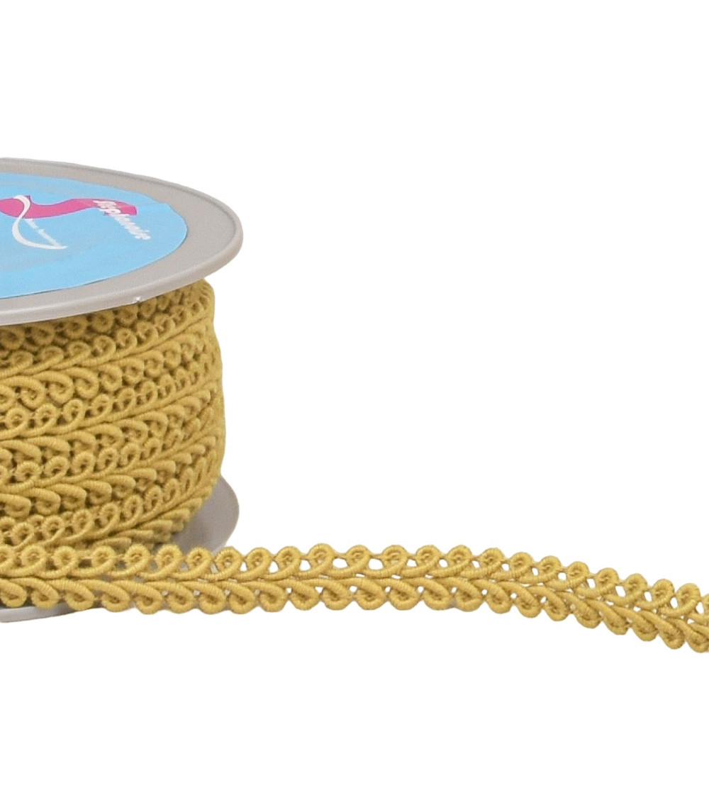 Bobine 20m galon points d'épis jaune pâle 11mm