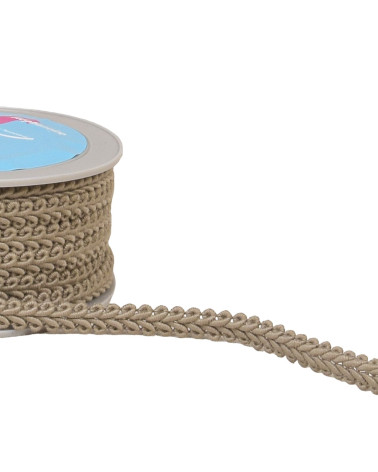 Bobine 20m galon points d'épis beige lin 11mm