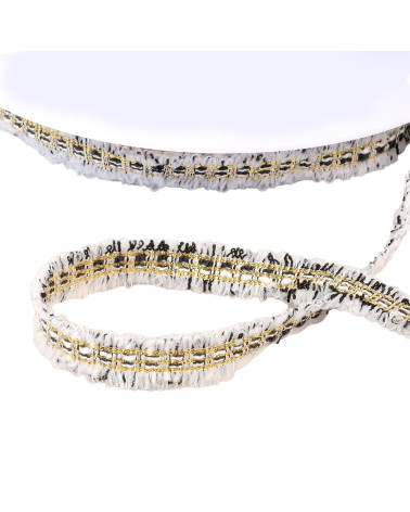 Bobina de 20m de trenza de vestir negra jaspeada 15mm