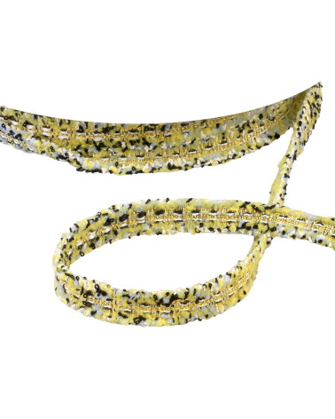 20-m-Spule mit gelb gesprenkeltem Kleidgeflecht, 15 mm