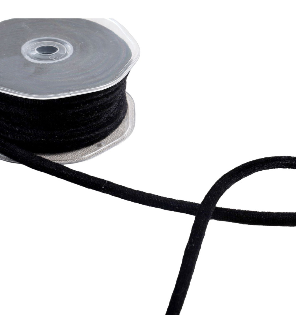 8mm black velvet cord per meter