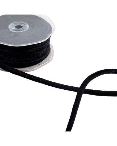 8mm black velvet cord per meter
