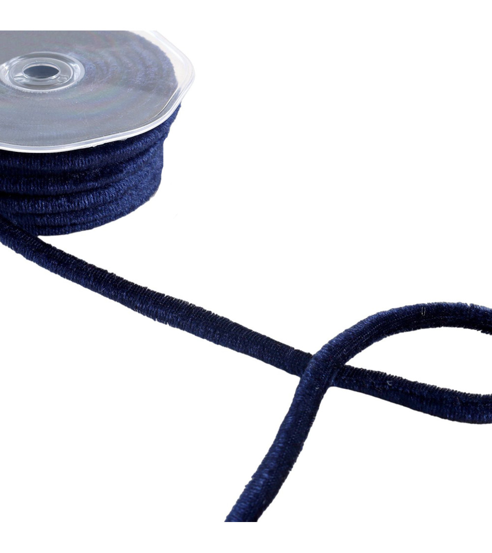8mm navy blue velvet cord per meter