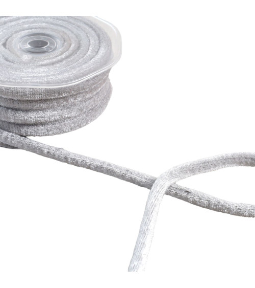Velvet cord 8mm medium gray per meter