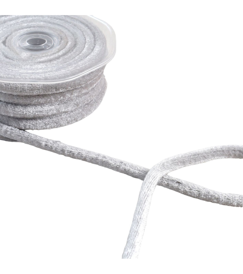 Velvet cord 8mm medium gray per meter