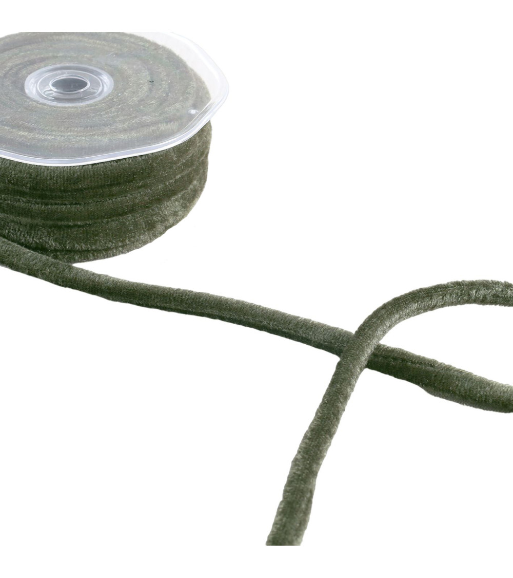 Velvet cord 8mm Khaki green per meter