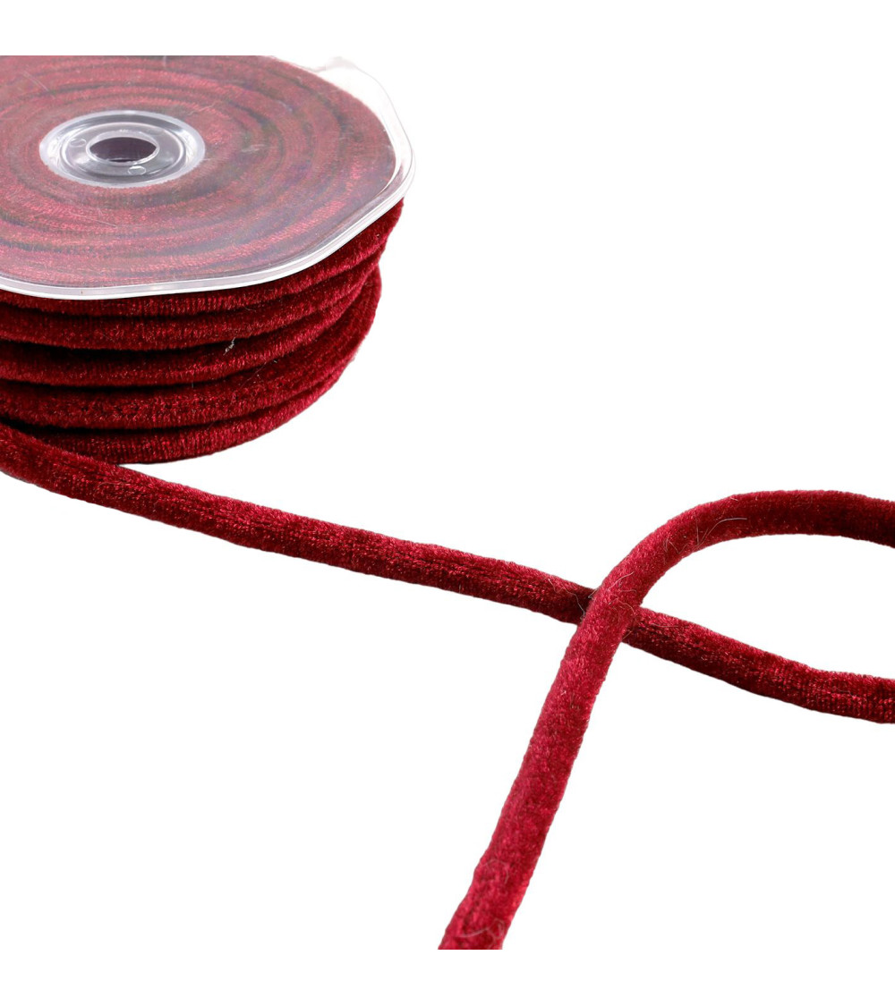 8mm burgundy red velvet cord per meter