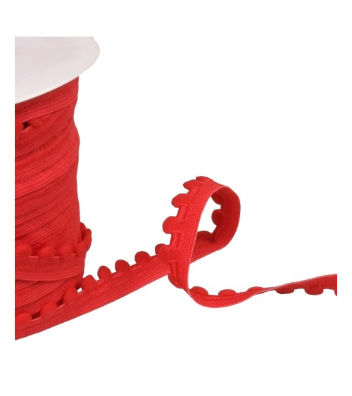 13mm red pompom elastic per meter
