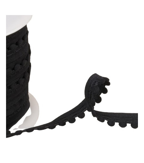13mm black pompom elastic per meter