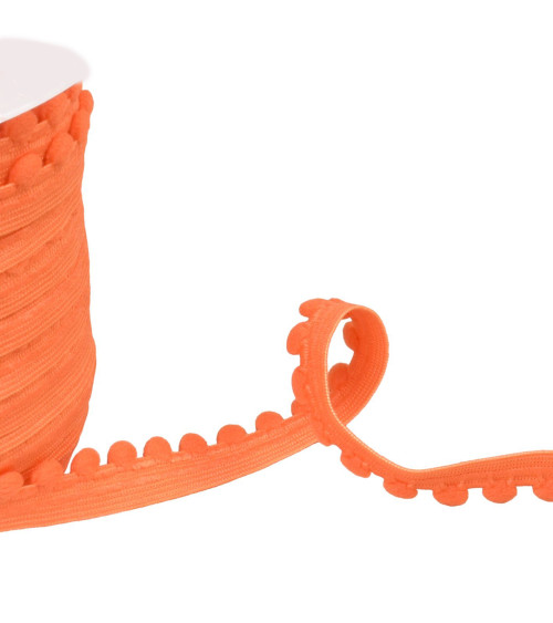 Pompom elastic 13mm orange per meter